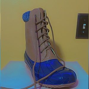 Selling: Duck boots | JustFab | Brown and Blue | 9 1/2 - 10 size |